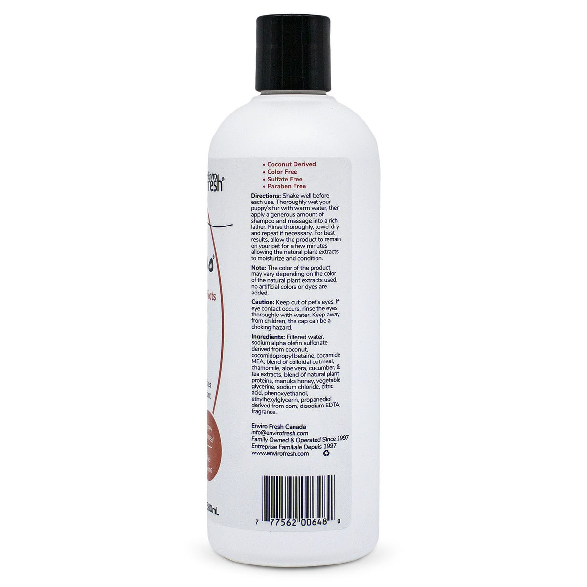 Envirofresh Shampoing Pour Chiot, Formule Douce Au Miel &amp; Avoine 380ml - La niche&amp;moi