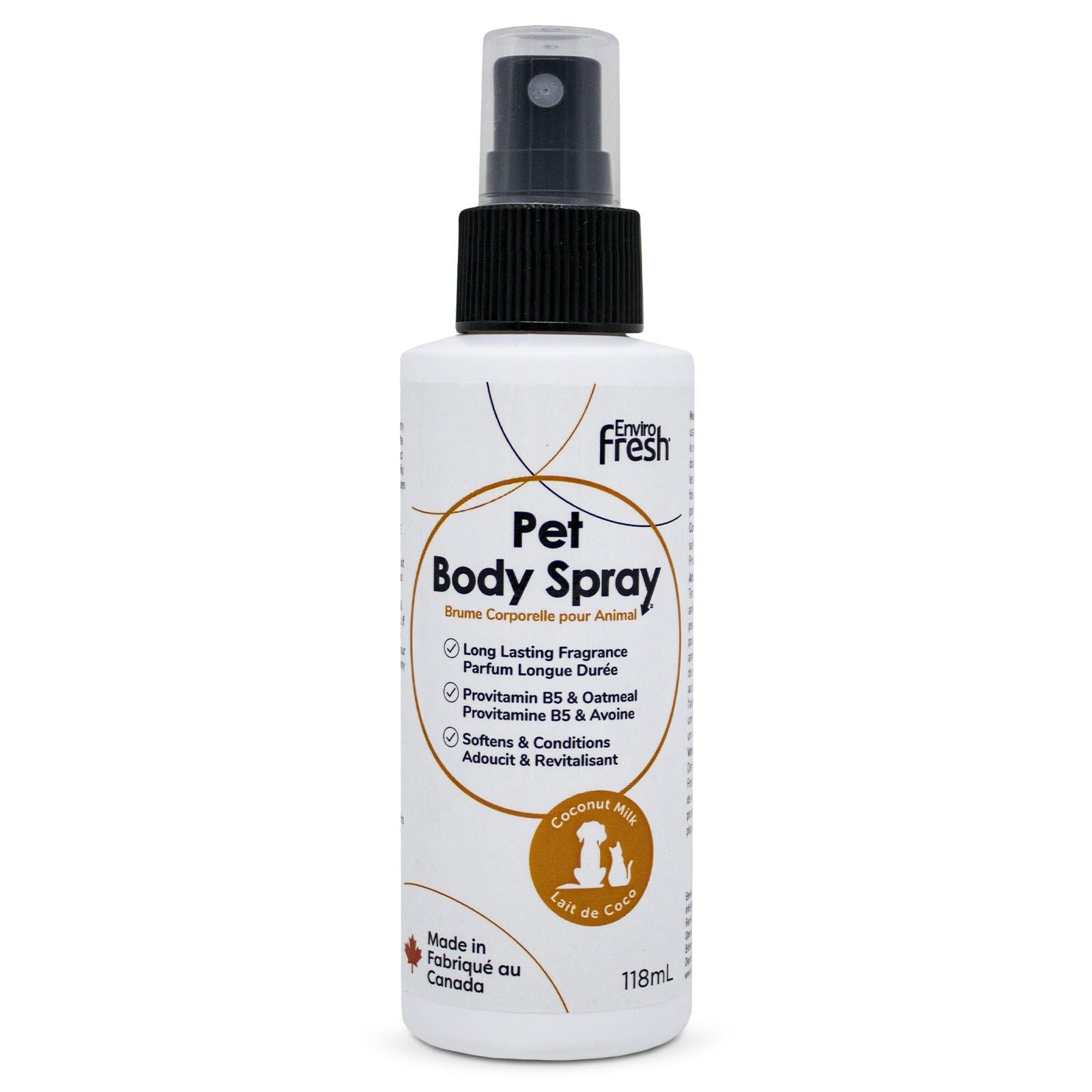 Envirofresh Brume Corporelle Pour Animaux, Provitamine B5 & Avoine - Lait De Coco 118ml - La niche&moi