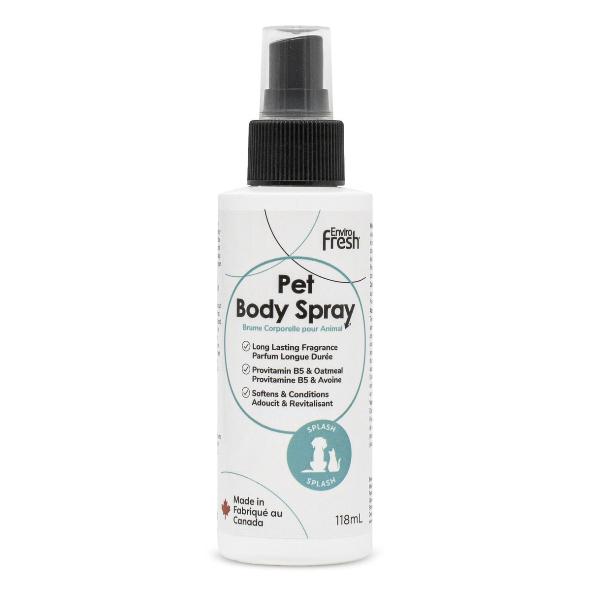 Envirofresh Brume Corporelle Pour Animaux, Provitamine B5 &amp; Avoine - Splash 118ml - La niche&amp;moi