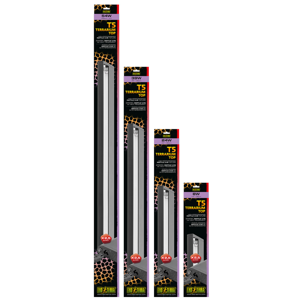 Couvercle d’éclairage T5 Reptile UVB Exo Terra à rendement très élevé, 8 W, 35 cm (14 po) - La niche&amp;moi