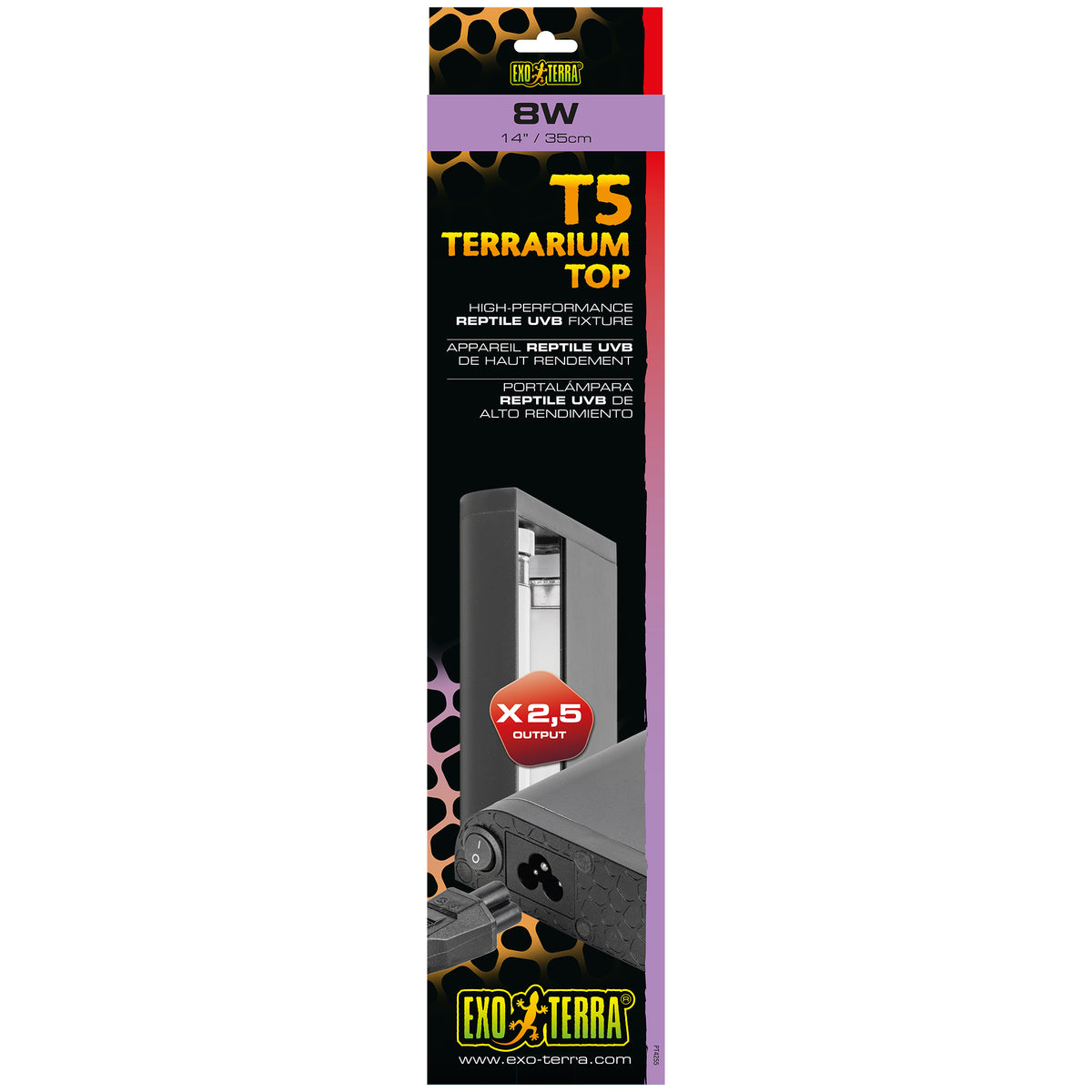Couvercle d’éclairage T5 Reptile UVB Exo Terra à rendement très élevé, 8 W, 35 cm (14 po) - La niche&amp;moi