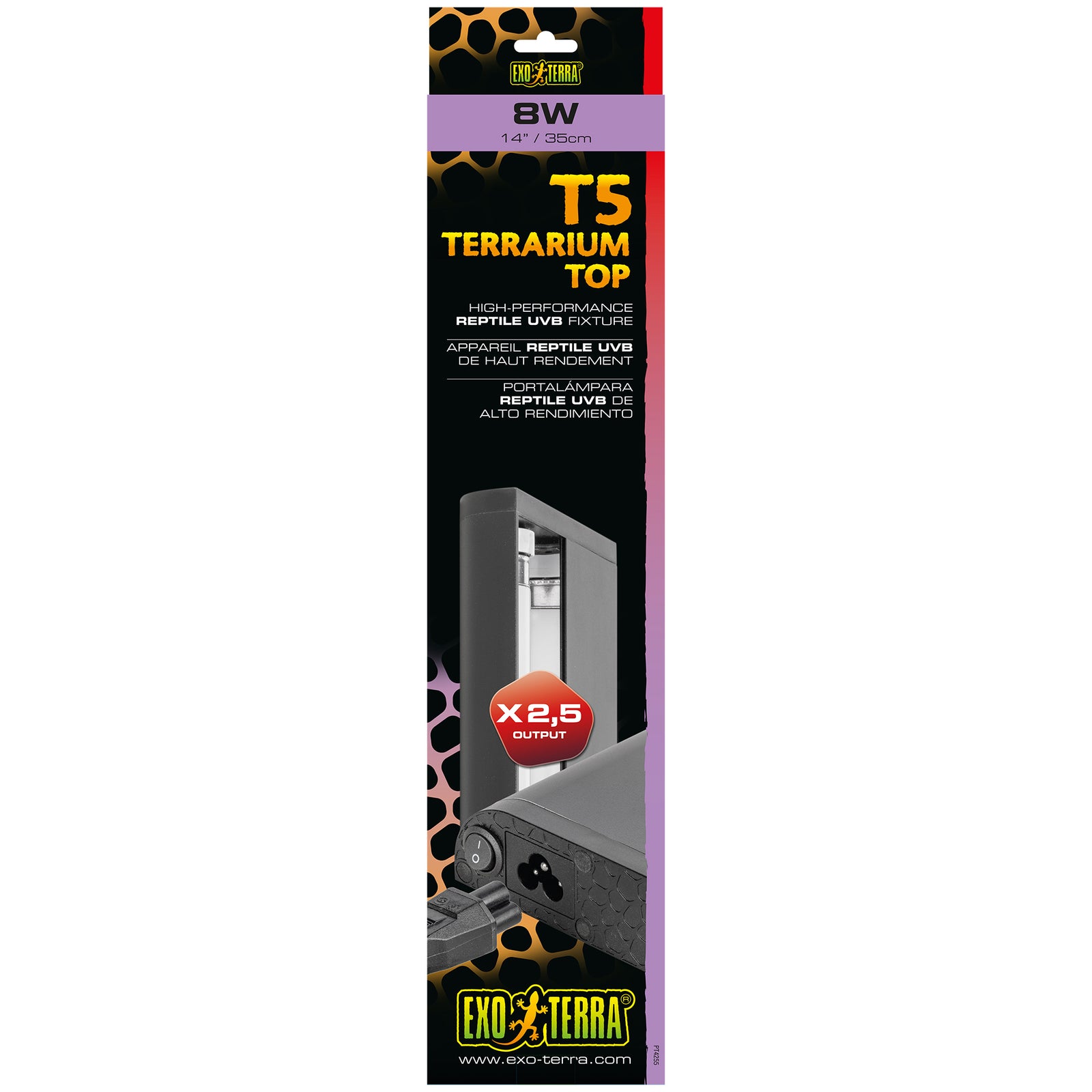 Couvercle d’éclairage T5 Reptile UVB Exo Terra à rendement très élevé, 8 W, 35 cm (14 po) - La niche&moi