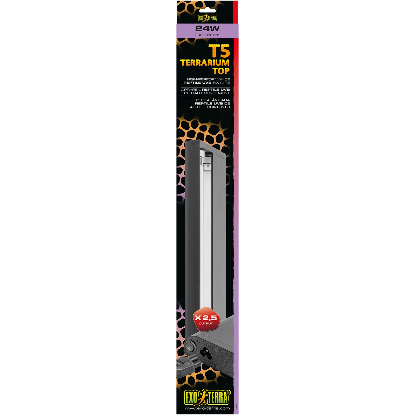 Couvercle d’éclairage T5 Reptile UVB Exo Terra à rendement très élevé, 24 W, 60 cm (24 po) - La niche&moi
