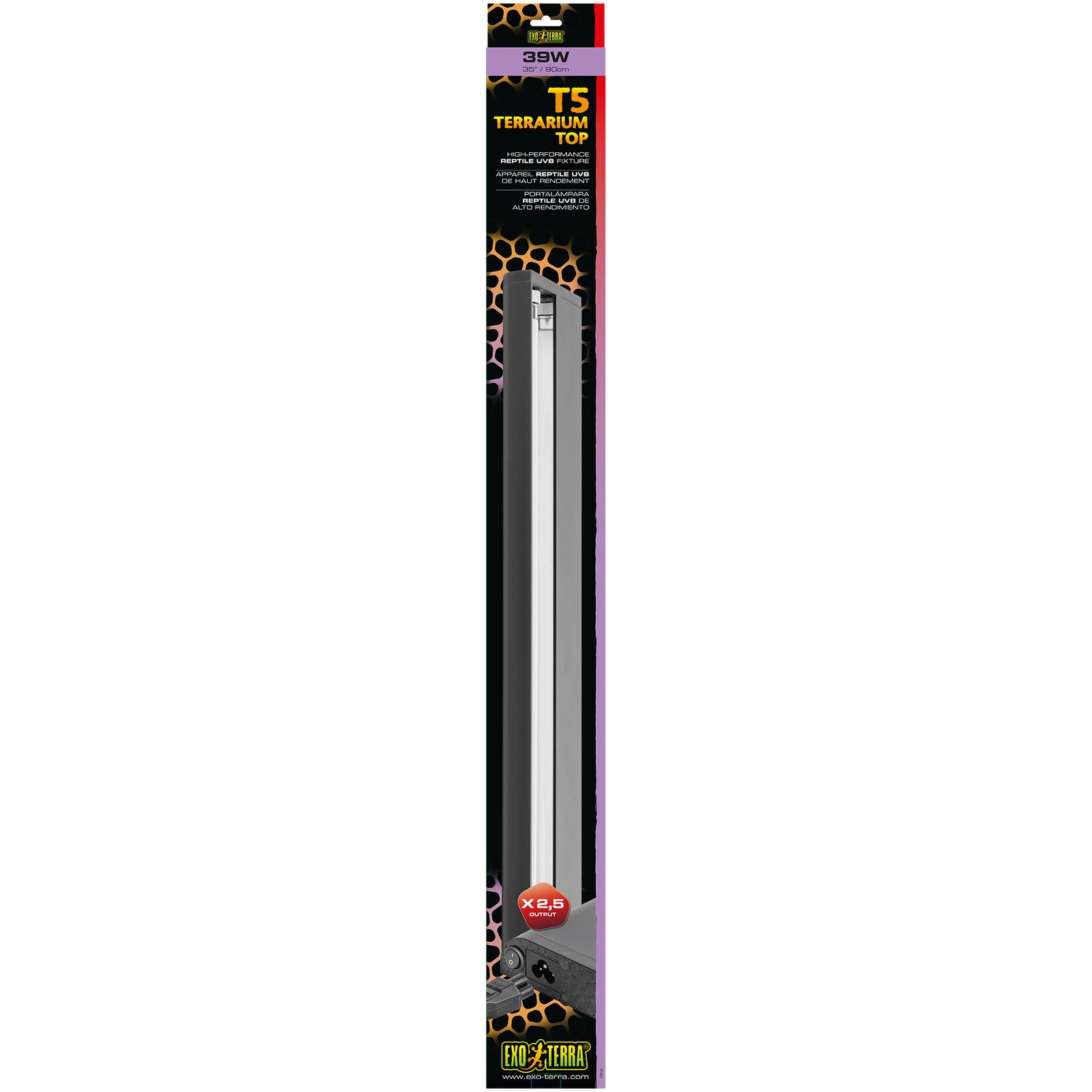 Couvercle d’éclairage T5 Reptile UVB Exo Terra à rendement très élevé, 39 W, 90 cm (35 po) - La niche&moi