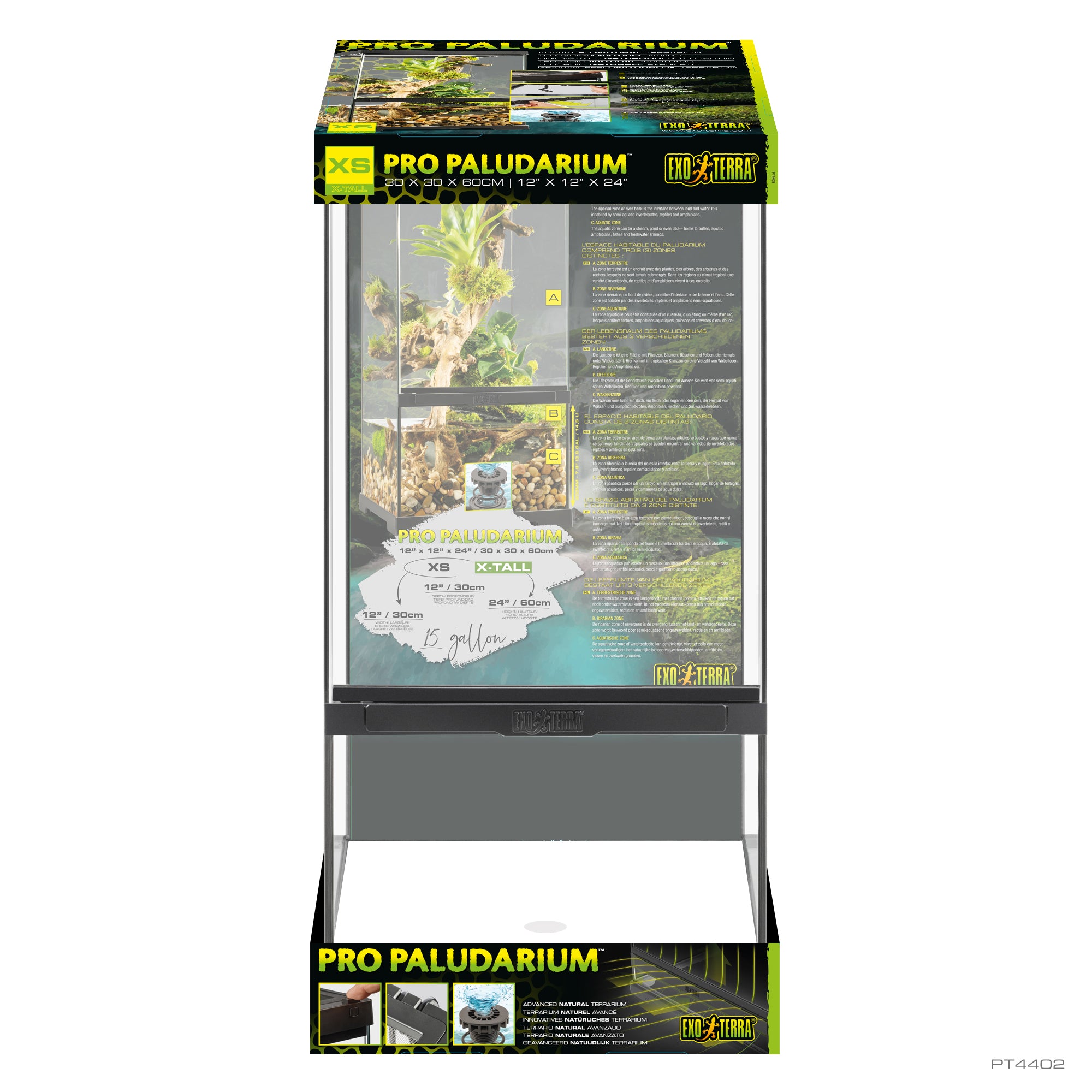 Paludarium professionnel Exo Terra, habitat avancé naturel, très petit/très haut, 30 x 30 x 60 cm