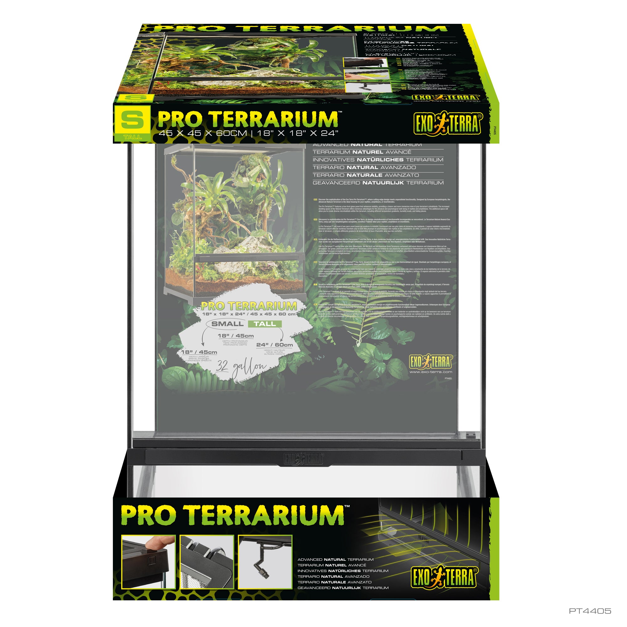 Terrarium professionnel Exo Terra, habitat avancé naturel, petit/haut, 45 x 45 x 60 cm