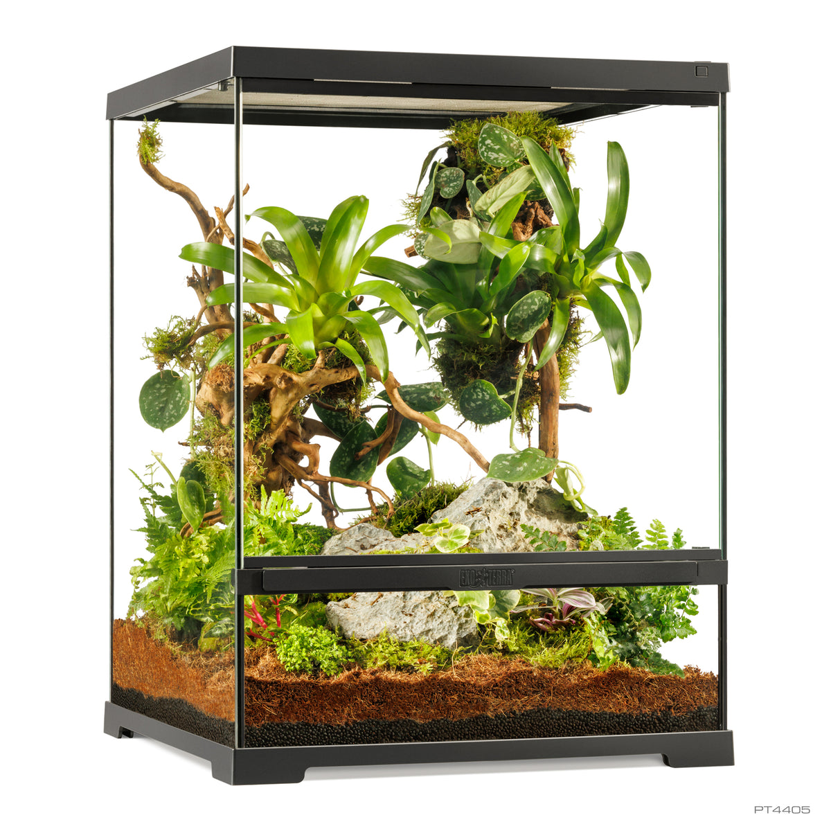 Terrarium professionnel Exo Terra, habitat avancé naturel, petit/haut, 45 x 45 x 60 cm - La niche&amp;moi