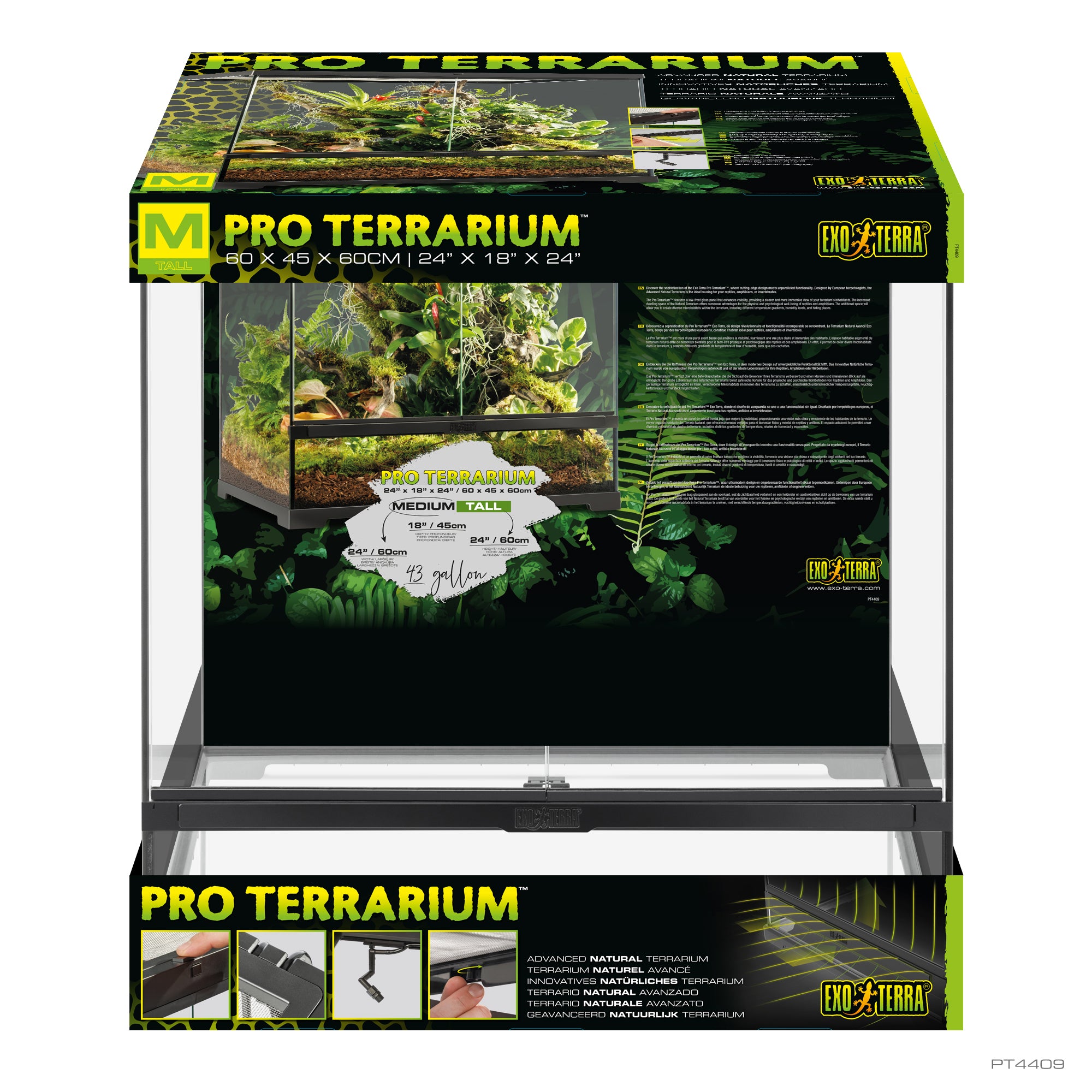 Terrarium professionnel Exo Terra, habitat avancé naturel, moyen/haut, 60 x 45 x 60 cm