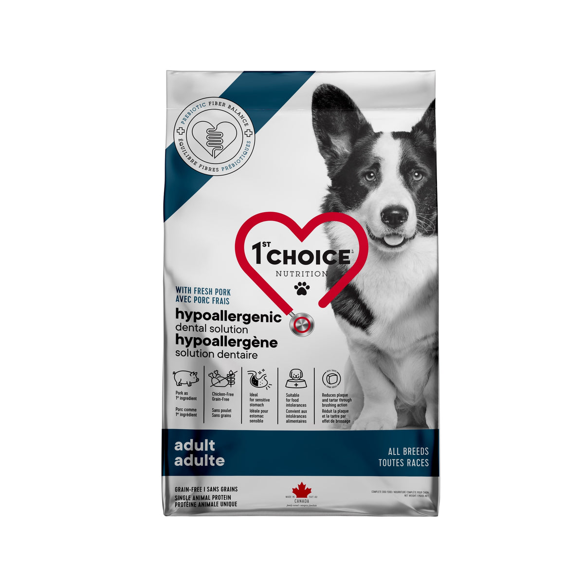1st Choice Nourriture Pour Chien, Toutes Races, Hypoallergène - Porc Sans Grains 2kg - La niche&amp;moi