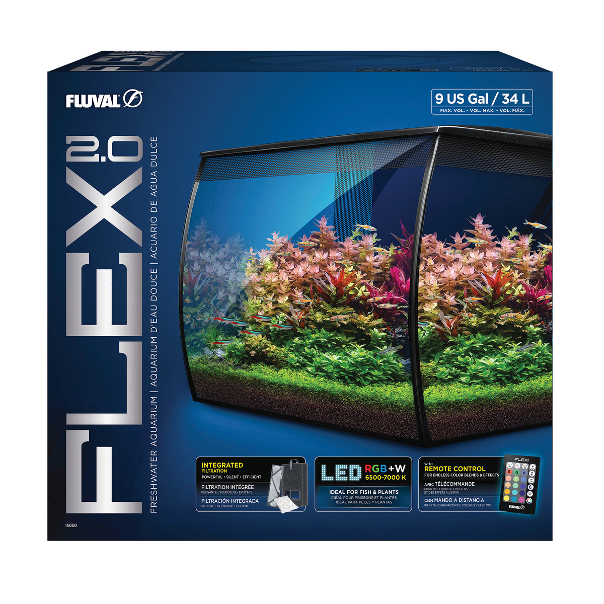 Aquarium équipé Flex 2.0 Fluval, 34 L (9 gal US) - La niche&amp;moi