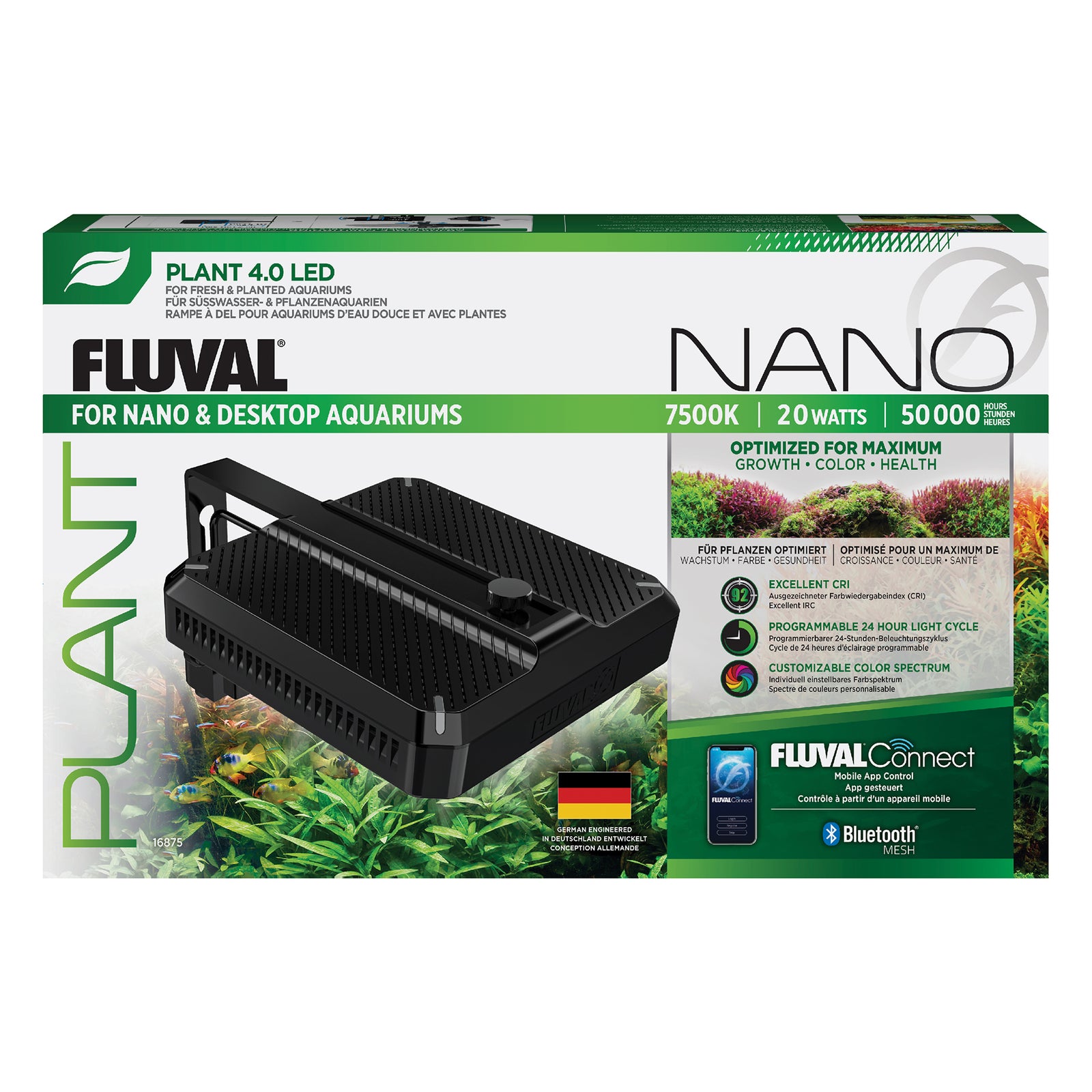 Lampe à DEL Plant 4.0 Nano Fluval, 20 W, 14,7 x 14,7 cm (5,7 x 5,7 po) - La niche&moi