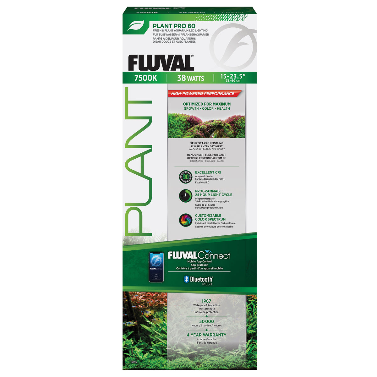 Rampe d’éclairage à DEL Plant Pro 60 Fluval, 38 W, 38-60 cm (15-23,5 po) - La niche&amp;moi