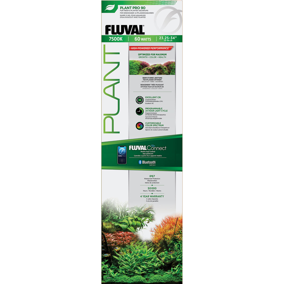 Rampe d’éclairage à DEL Plant PRO 90 Fluval, 60 W, 59-88 cm (23,25-34 po) - La niche&amp;moi