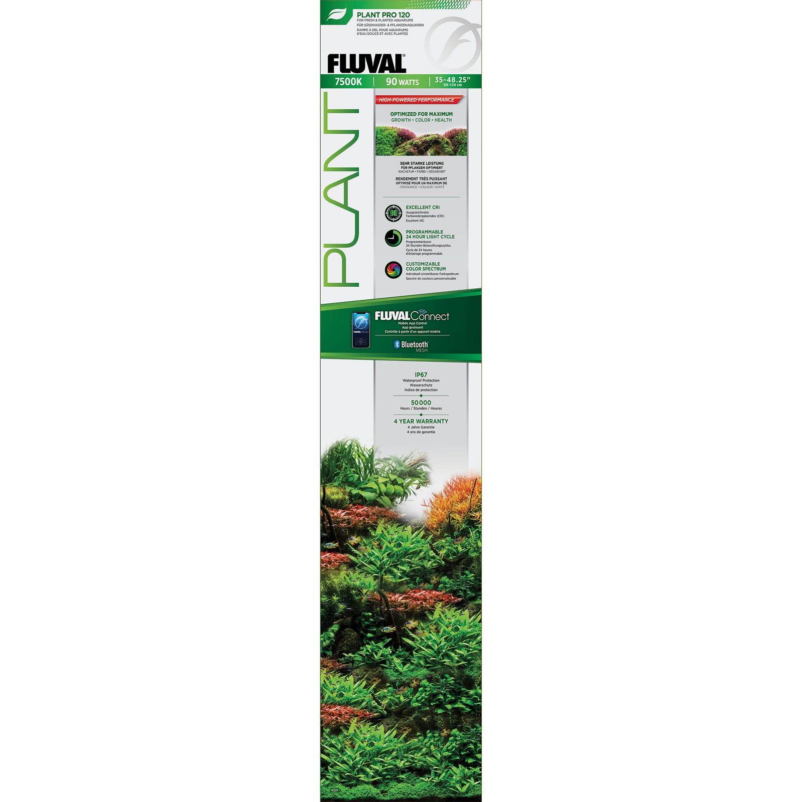 Rampe d’éclairage à DEL Plant Pro 120 Fluval, 90 W, 88-124 cm (35-48,25 po) - La niche&moi