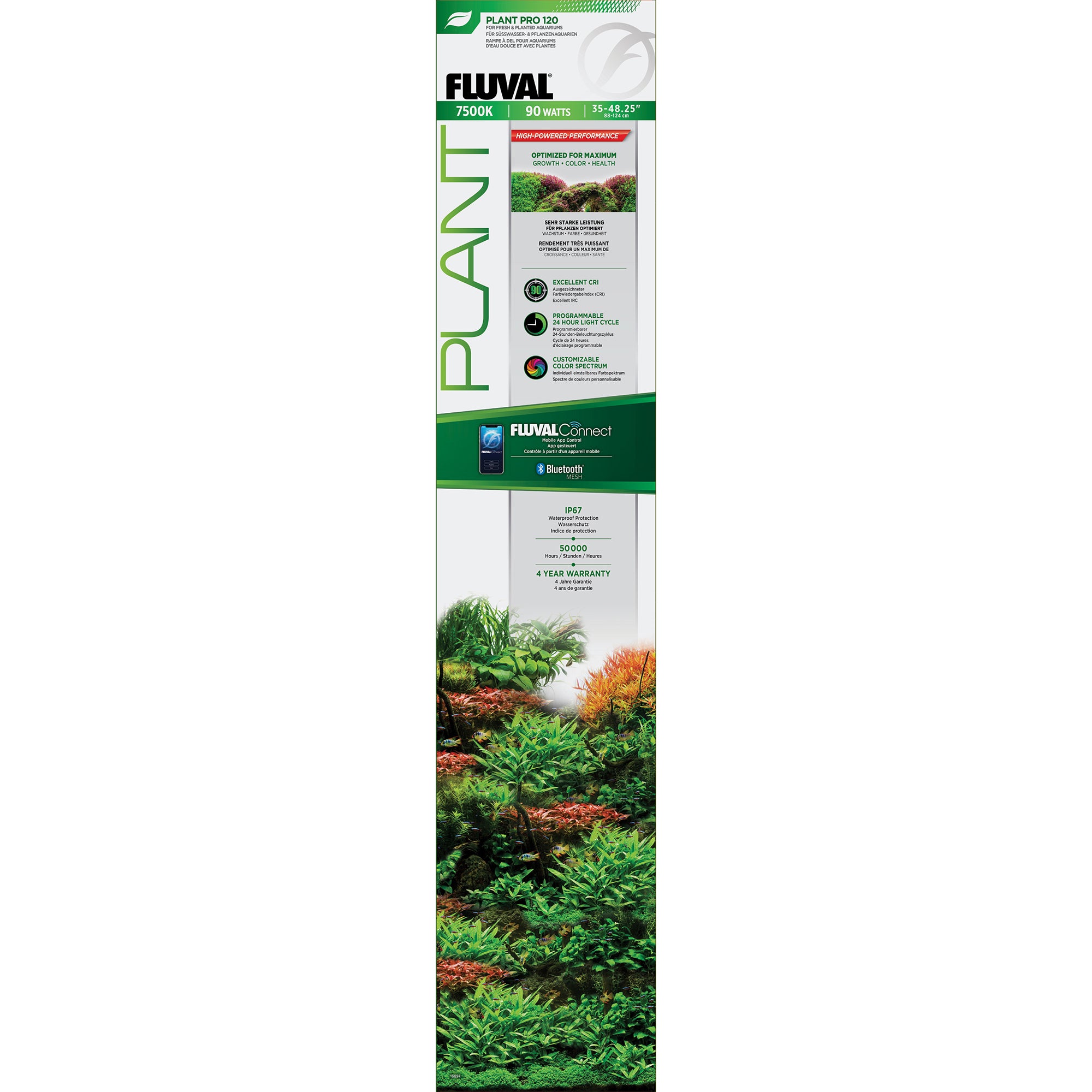 Rampe d’éclairage à DEL Plant Pro 120 Fluval, 90 W, 88-124 cm (35-48,25 po)