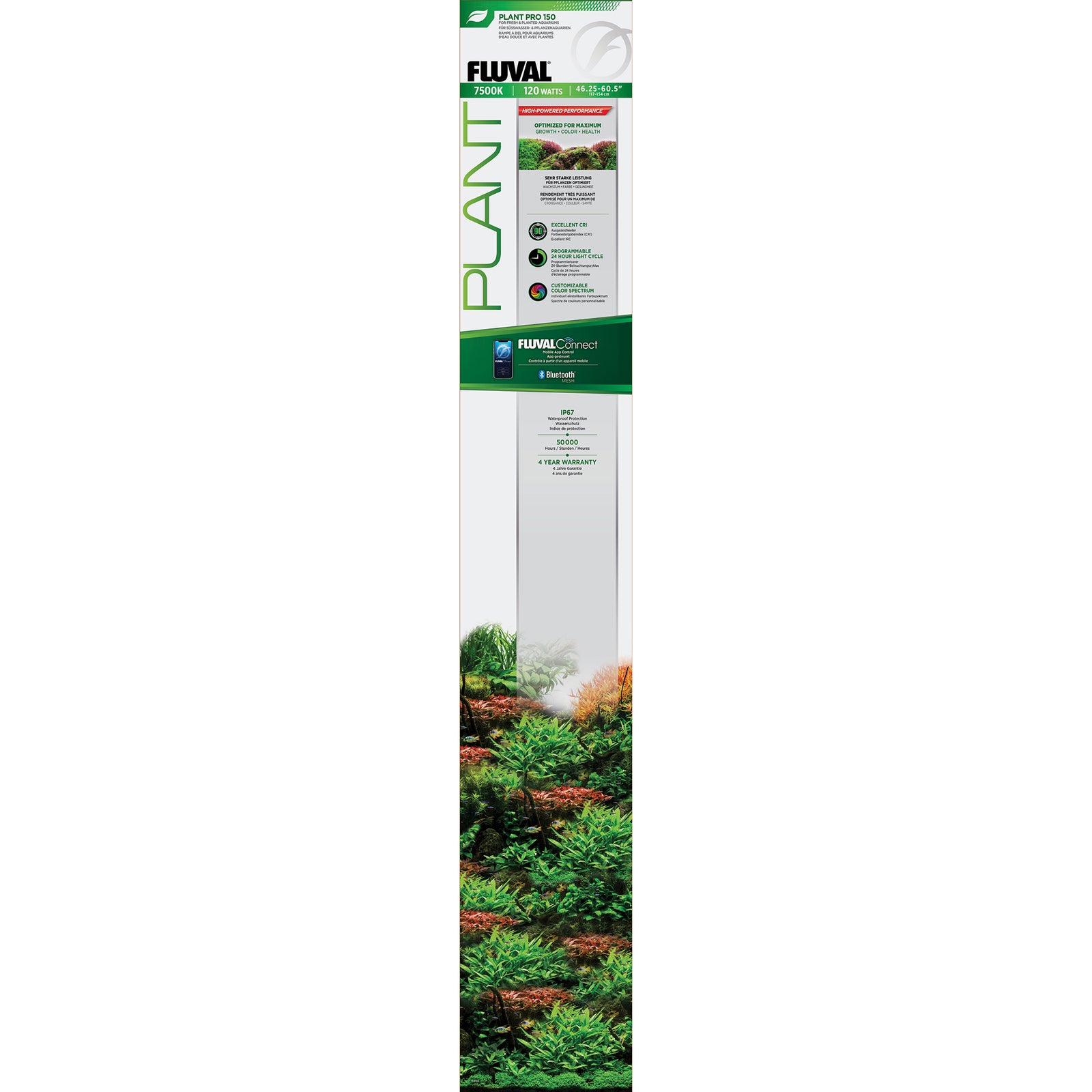 Rampe d’éclairage à DEL Plant Pro 150 Fluval, 120 W, 117-154 cm (46,25-60,5 po) - La niche&moi