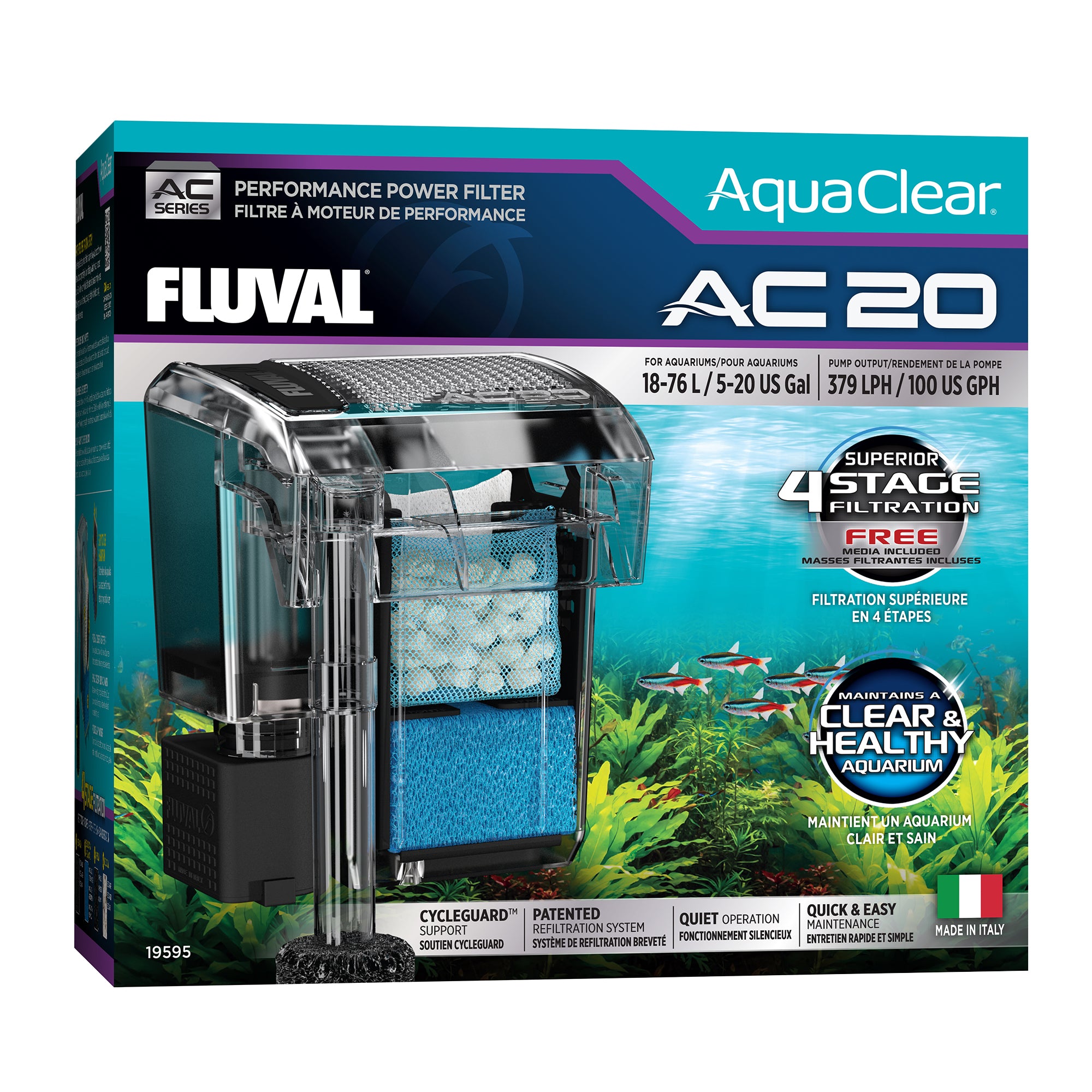 AquaClear AC20 Power Filter, 5-20 US Gal / 18-76 L