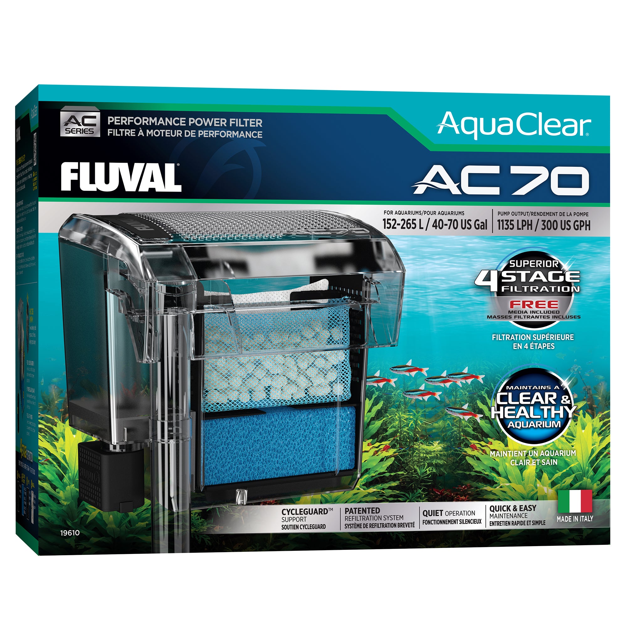 Filtre à moteur AC70 AquaClear, 152-265 L (40-70 gal)