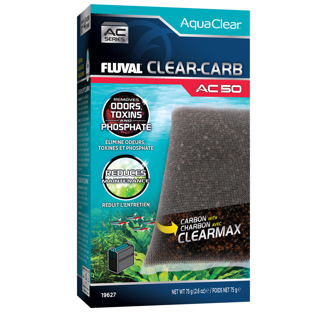 Masse filtrante Clear-Carb pour filtre à moteur AC50 AquaClear, 75 g (2,6 oz) - La niche&amp;moi