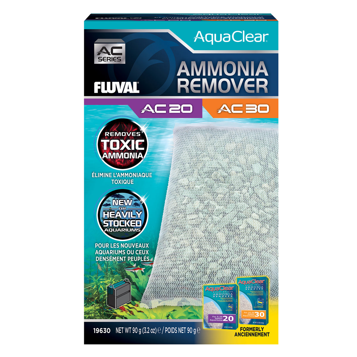 Éliminateur d’ammoniaque pour filtre à moteur AC20/AC30 AquaClear, 90 g (3,2 oz)