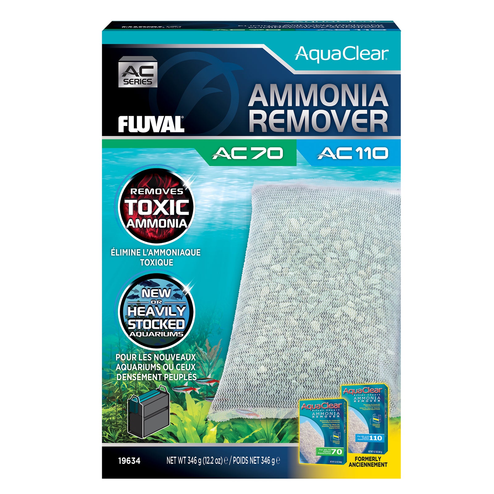 Éliminateur d’ammoniaque pour filtre à moteur AC70/AC110 AquaClear, 346 g (12,2 oz)