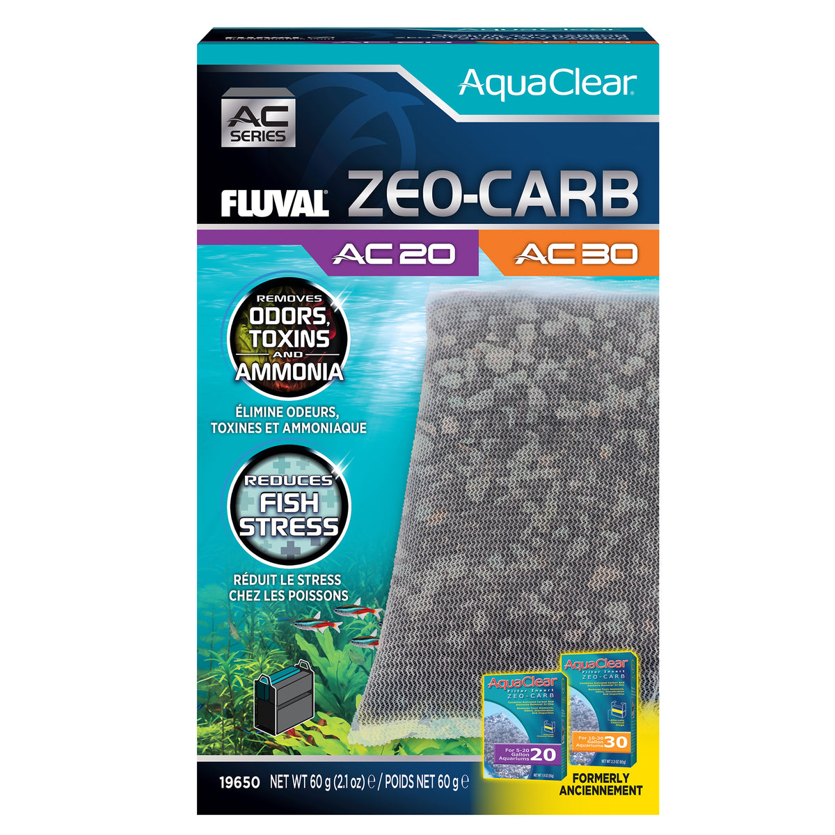 Zeo-Carb for AquaClear AC20/AC30 Power Filter, 2.1 oz / 60 g