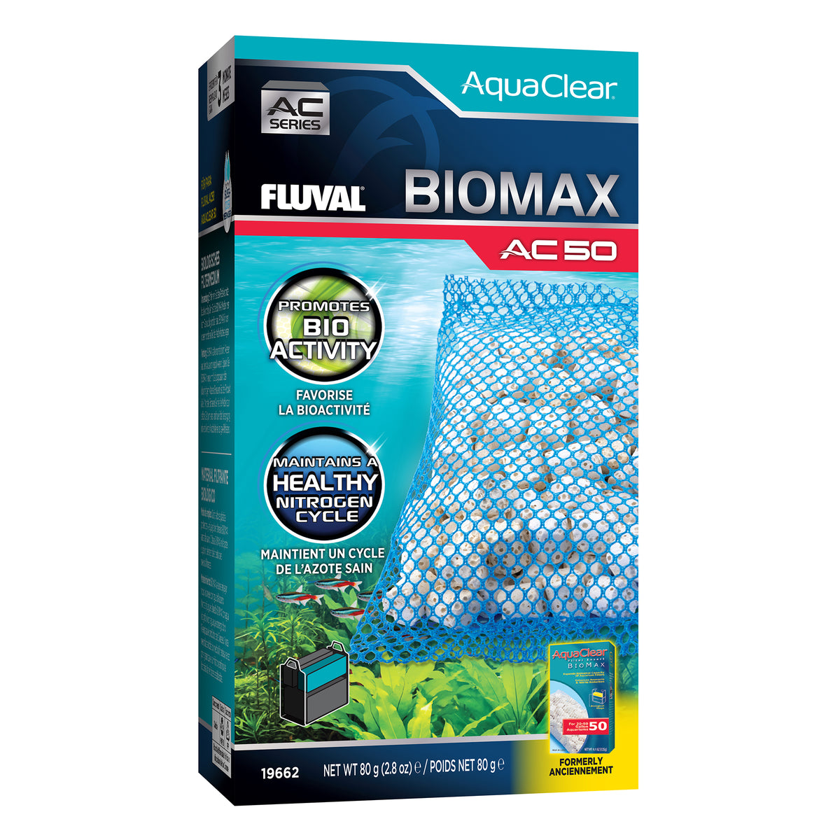 Masse filtrante BIOMAX pour filtre à moteur AC50 AquaClear, 80 g (2,8 oz) - La niche&amp;moi