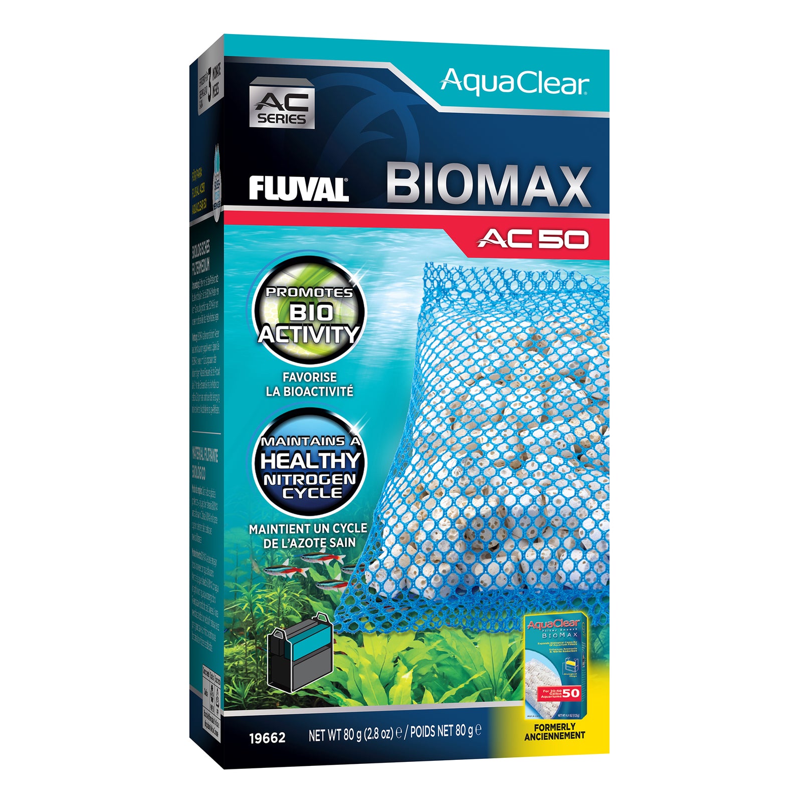 Masse filtrante BIOMAX pour filtre à moteur AC50 AquaClear, 80 g (2,8 oz) - La niche&moi
