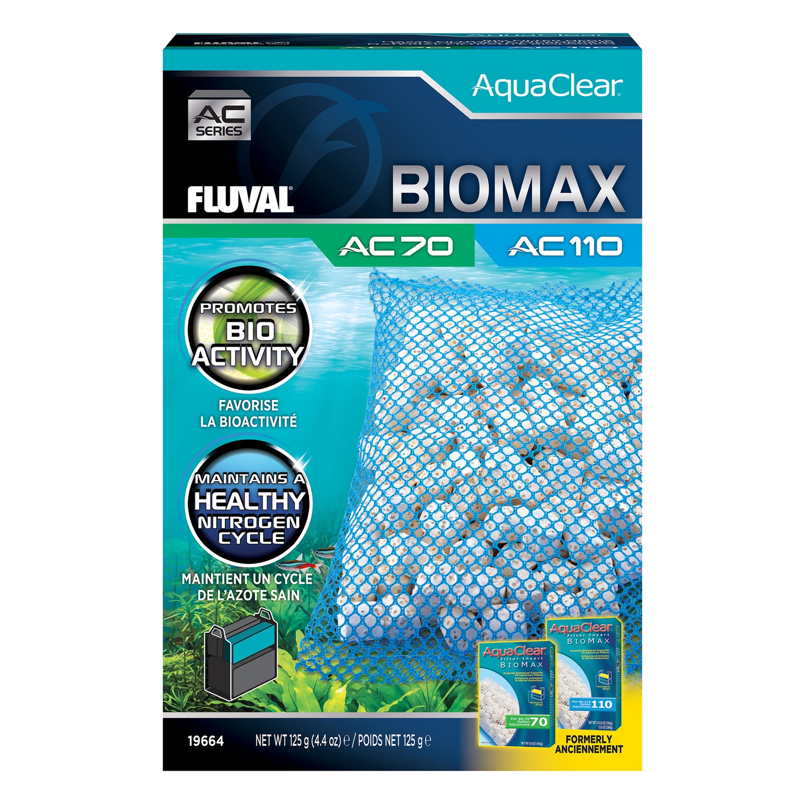 Masse filtrante BIOMAX pour filtre à moteur AC70/AC110 AquaClear, 125 g (4,4 oz)