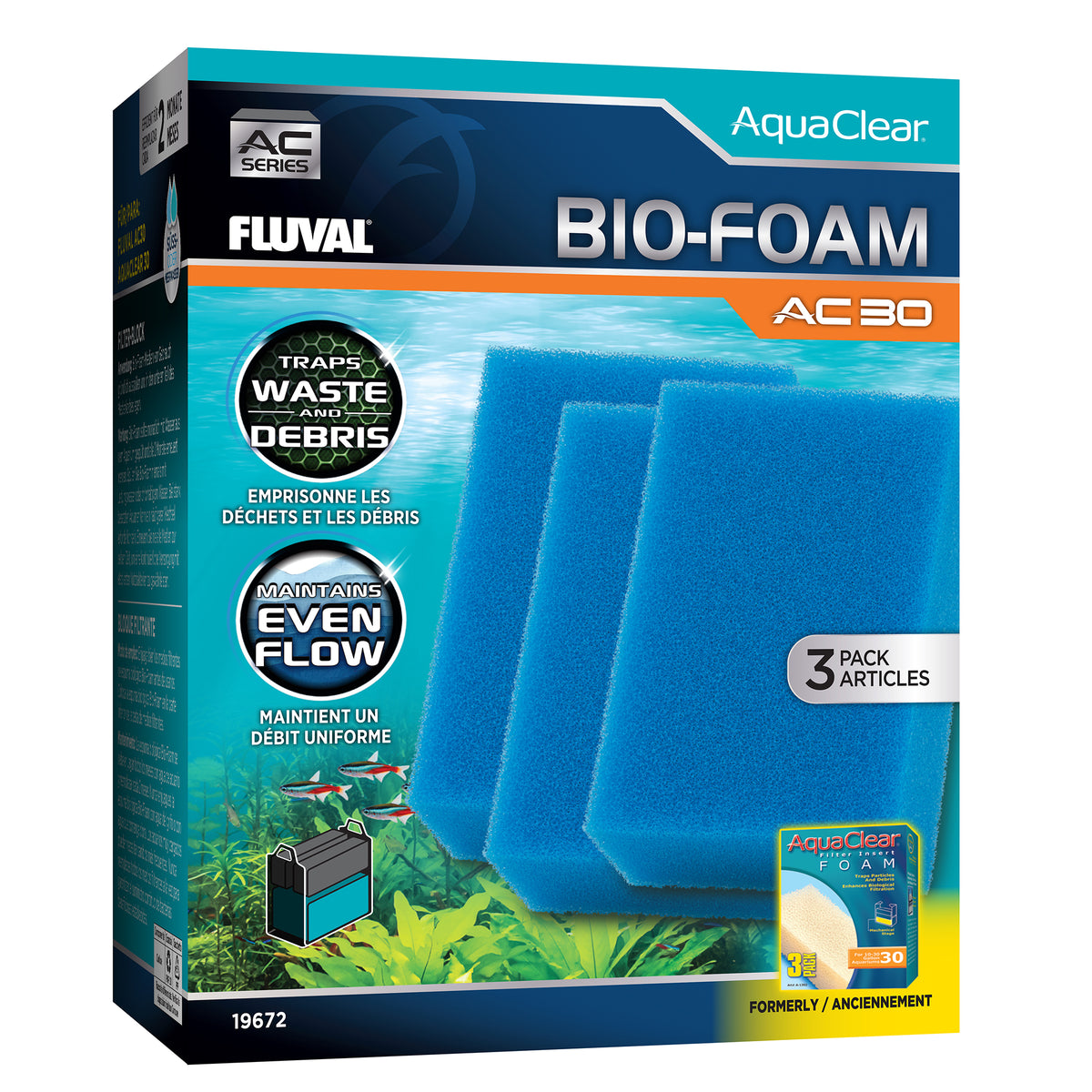 Blocs de mousse Bio-Foam pour filtre à moteur AC30 AquaClear, paquet de 3 - La niche&amp;moi