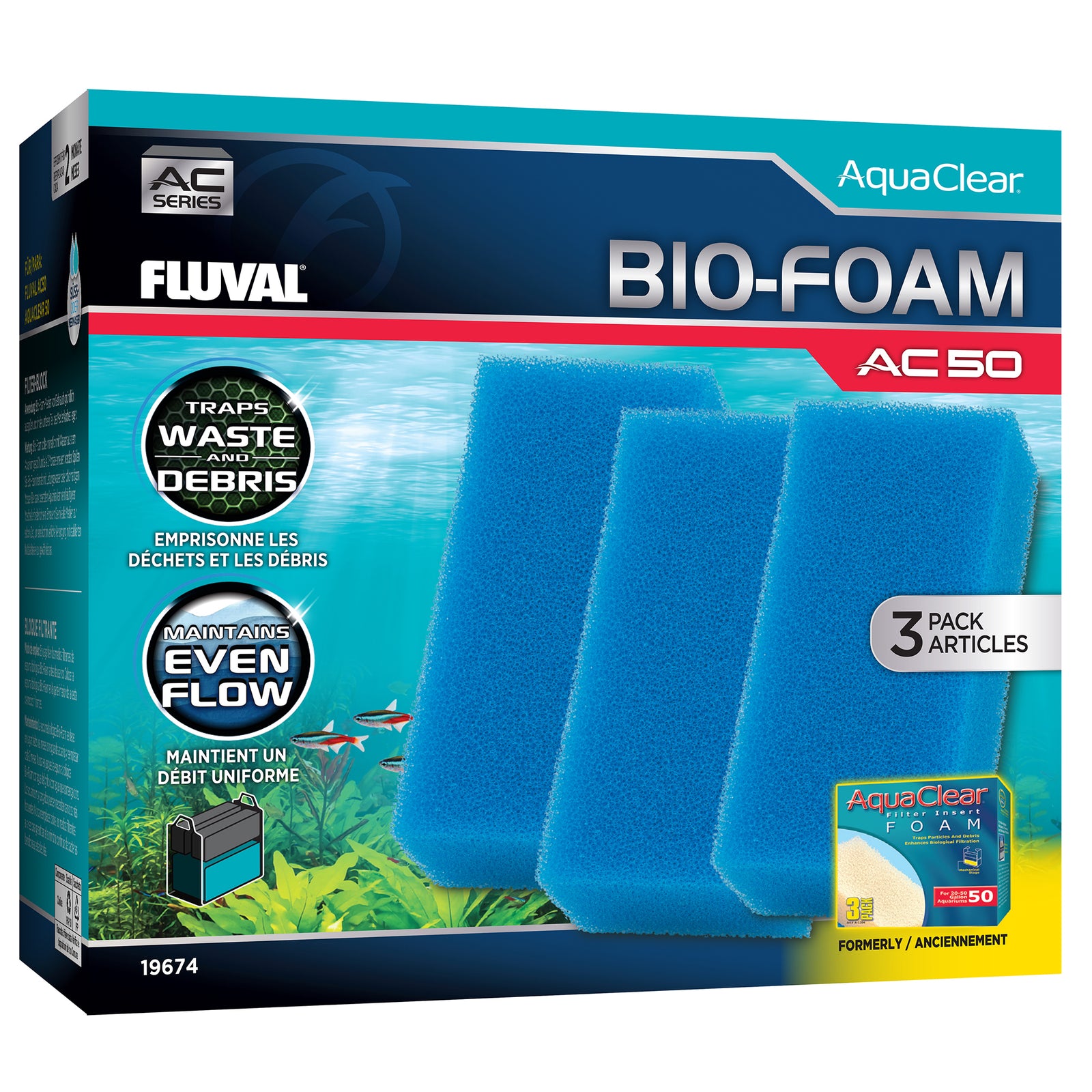 Blocs de mousse Bio-Foam pour filtre à moteur AC50 AquaClear, paquet de 3 - La niche&moi