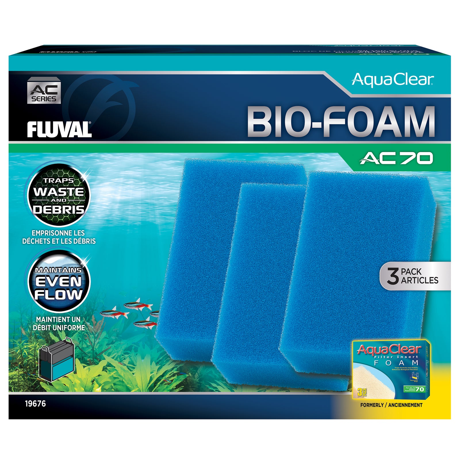 Blocs de mousse Bio-Foam pour filtre à moteur AC70 AquaClear, paquet de 3