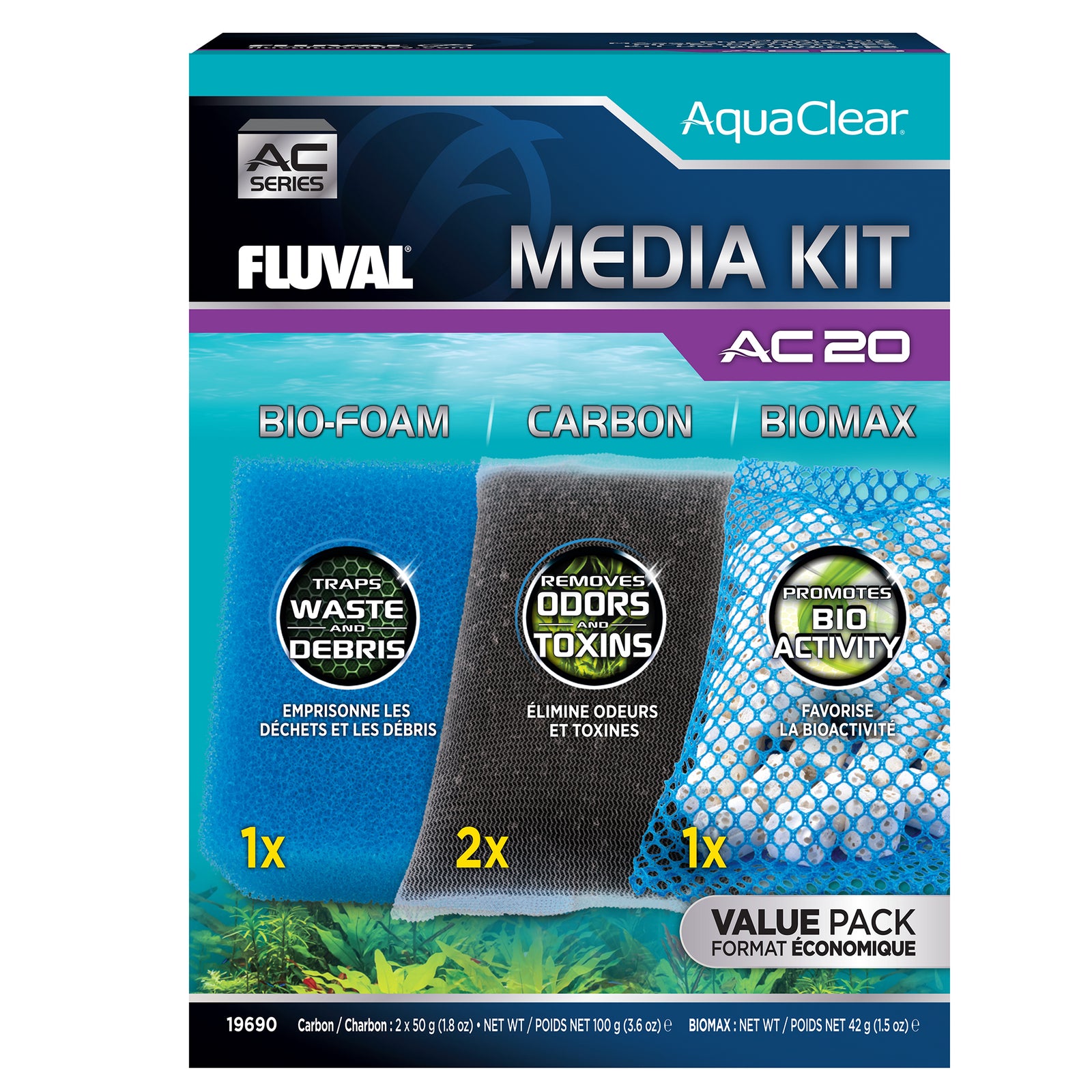 Ensemble de masses filtrantes AquaClear 20 Fluval - La niche&moi