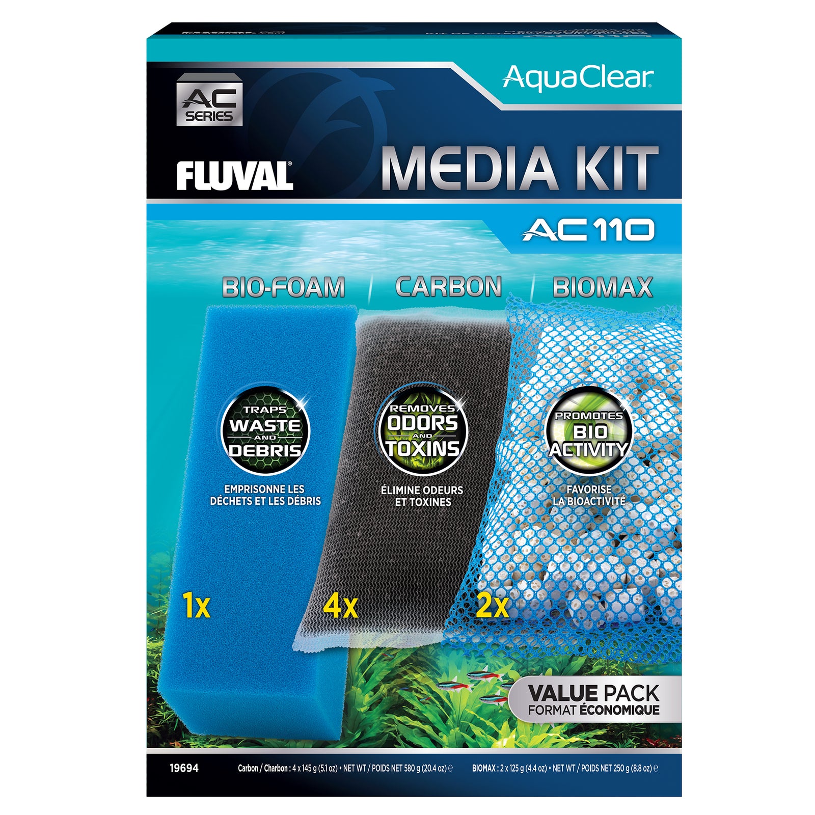 Ensemble de masses filtrantes pour filtre à moteur AC110 AquaClear
