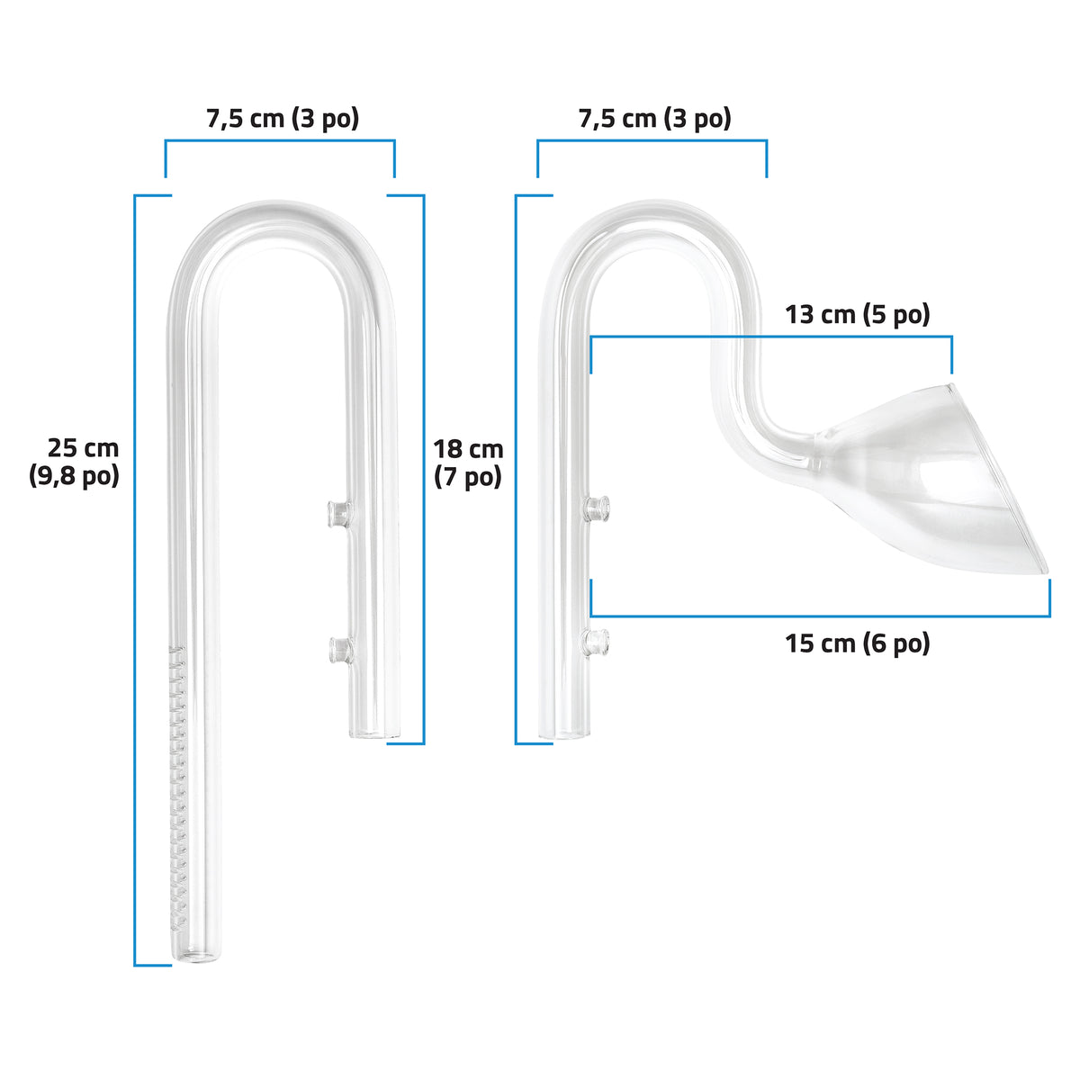 Tuyaux de lys en verre Fluval, 17 mm - La niche&amp;moi