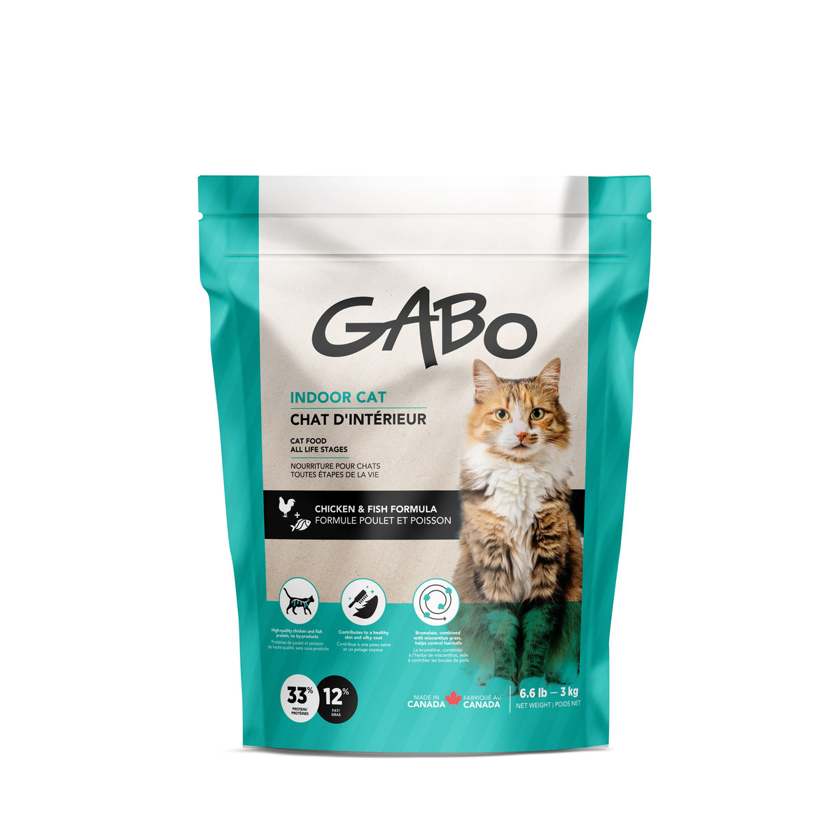 Gabo Cat Food, All Life Stages - Indoor Cat, Chicken &amp; Fish 6.6 Lb