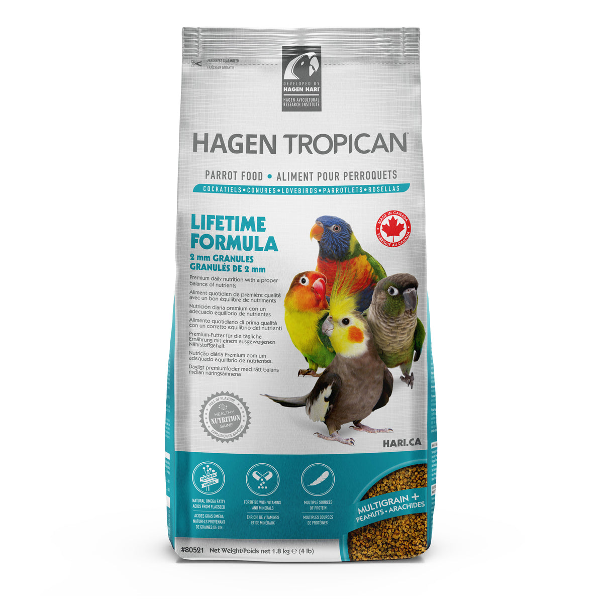 Lifetime Tropican formula for small parrots, 2 mm pellets, 4 lb (1.8 kg)