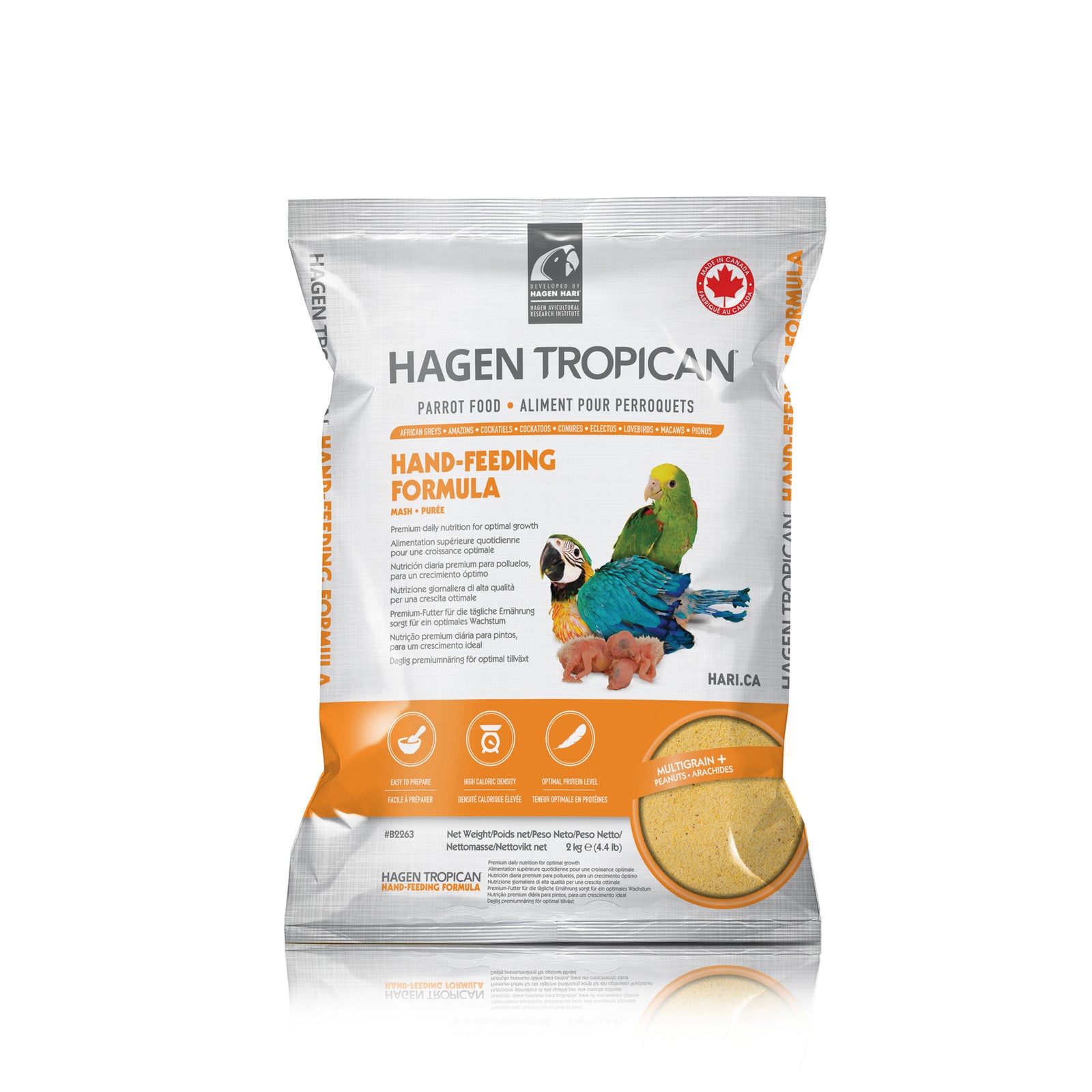 Aliment Hand-Feeding Tropican pour le nourrissage à la main, 2 kg (4,4 lb) - La niche&moi