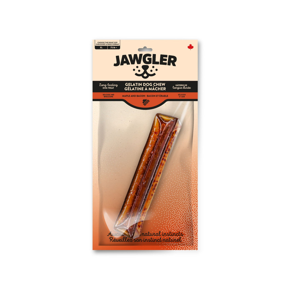 Jawgler Gâterie De Gélatine à Mâcher - Bacon &amp; érable, Très Grand - La niche&amp;moi