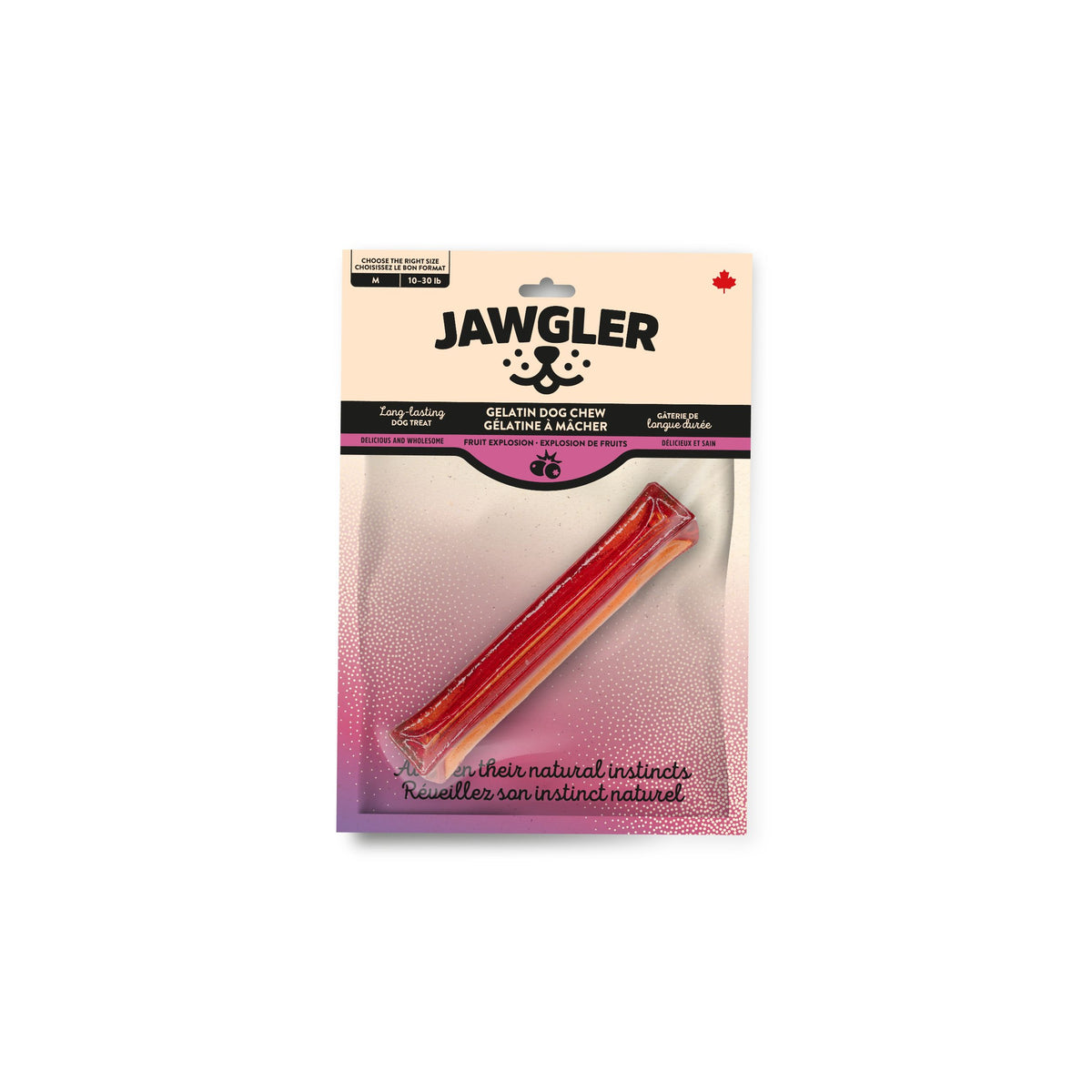 Jawgler Gâterie De Gélatine à Mâcher - Explosion De Fruits, Moyen - La niche&amp;moi