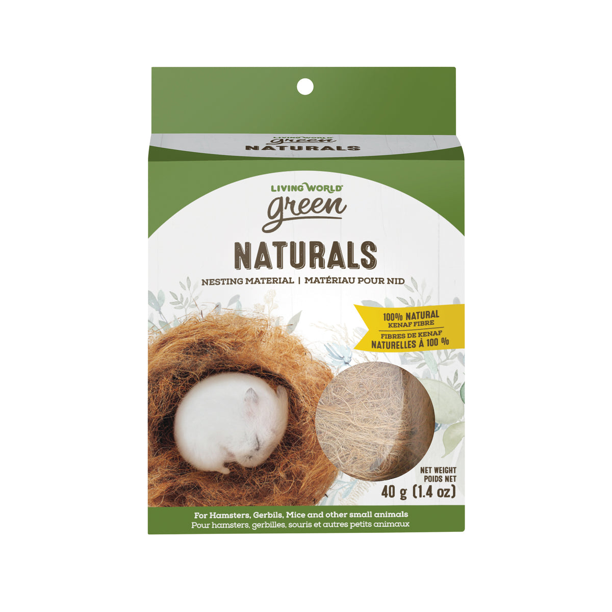 Matériau pour nid Naturals Living World Green en fibres de kenaf naturelles, 40 g (1,4 oz) - La niche&amp;moi