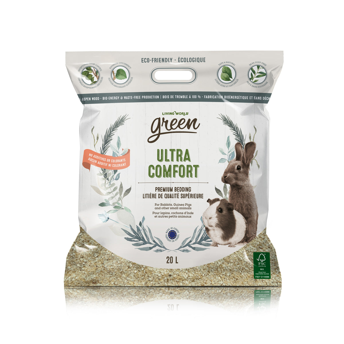 Litière Ultra Comfort Living World Green de qualité supérieure, 20 L - La niche&amp;moi