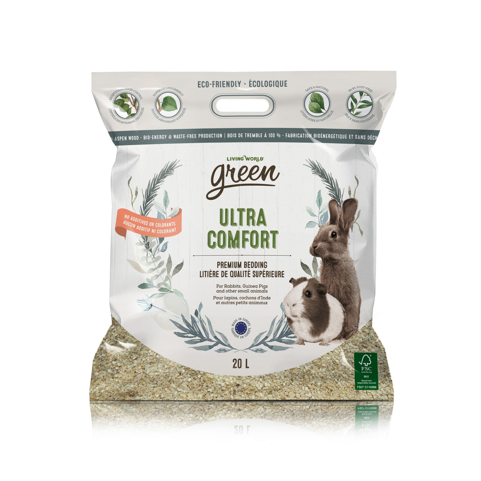 Litière Ultra Comfort Living World Green de qualité supérieure, 20 L - La niche&moi