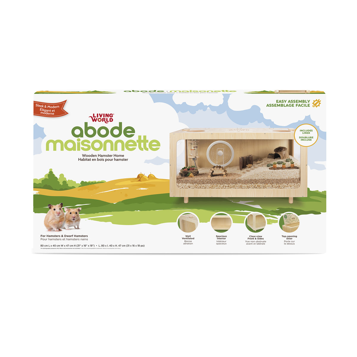 Habitat MAISONNETTE Living World pour hamster, 80 x 40 x 47 cm - La niche&amp;moi