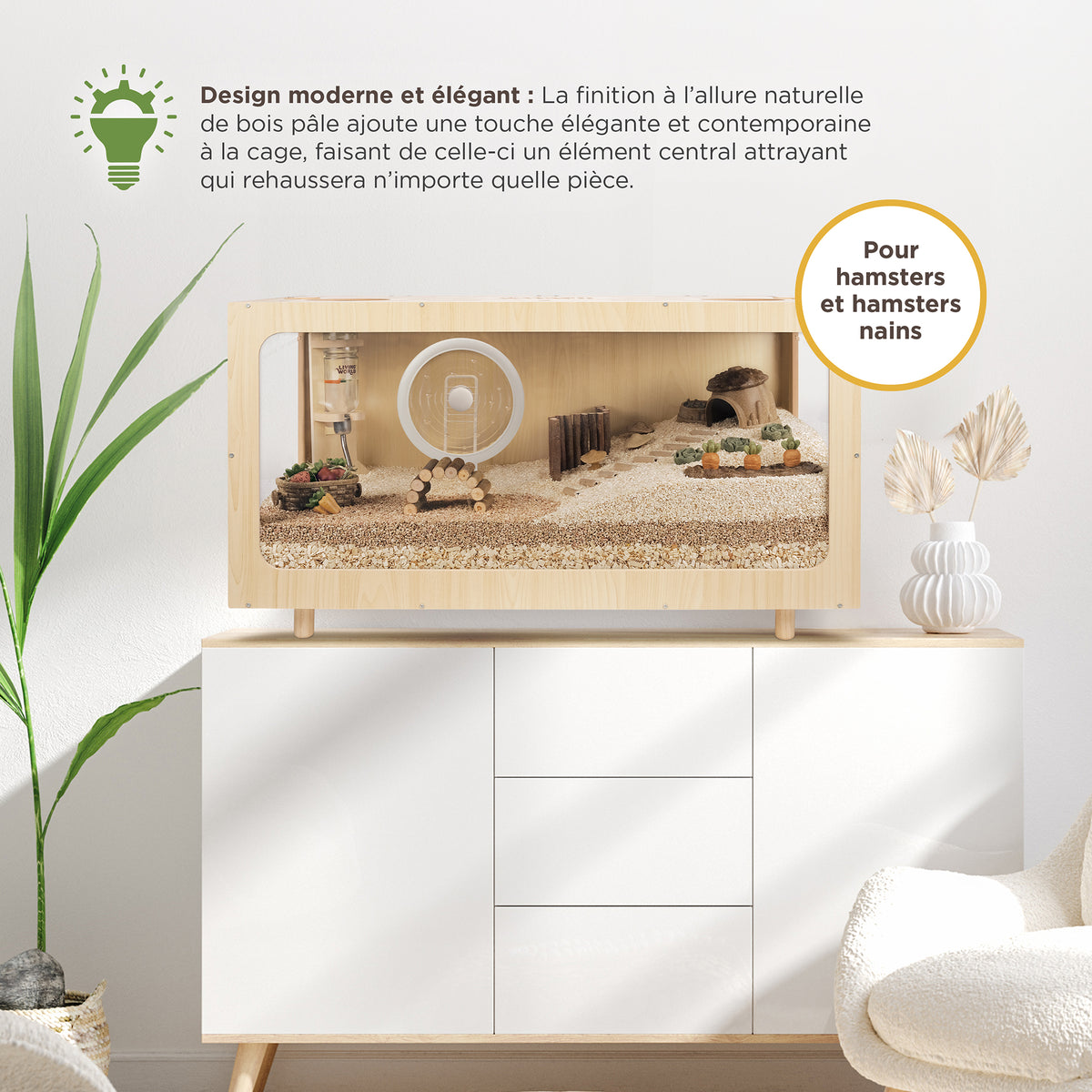 Habitat MAISONNETTE Living World pour hamster, 80 x 40 x 47 cm - La niche&amp;moi