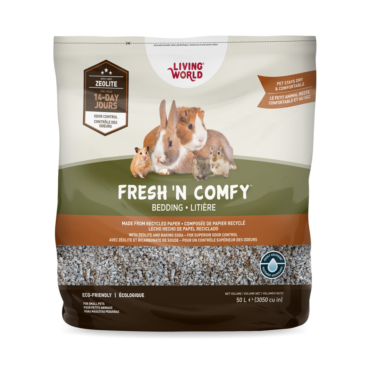 Litière Fresh 'N Comfy Living World, brune - La niche&amp;moi