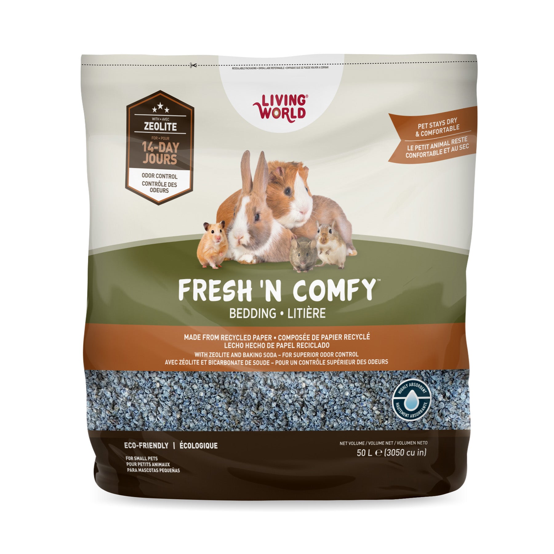 Litière Fresh ’N Comfy Living World, bleue, 50 L