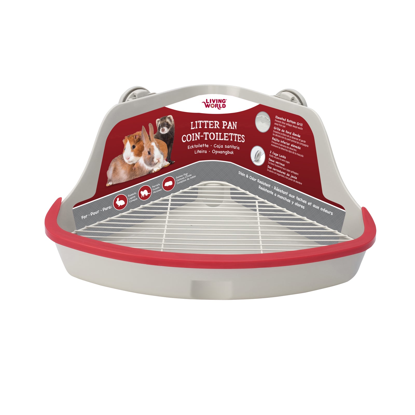 Coin-toilettes Living World pour petits animaux, gris, grand, L. 41,5 x l. 29 x H. 20 cm (16,3 x 11,4 x 7,8 po) - La niche&moi