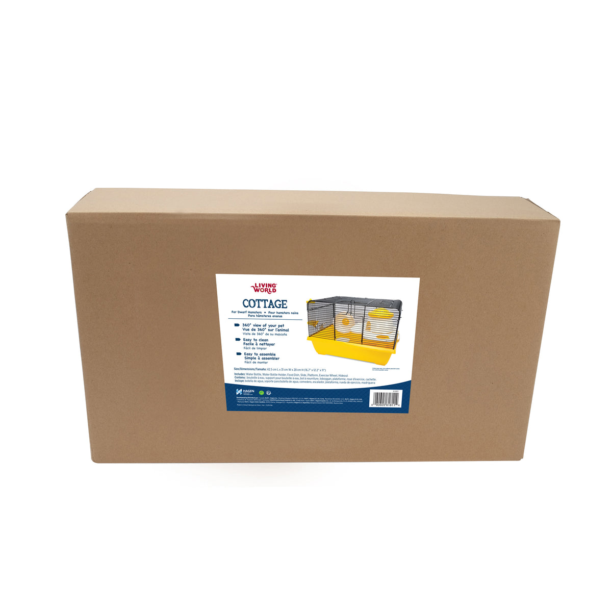 Cage Living World pour hamsters nains, Cottage, L. 42,5 x l. 31 x H. 28 cm (16,7 x 12,2 x 11 po) - La niche&amp;moi