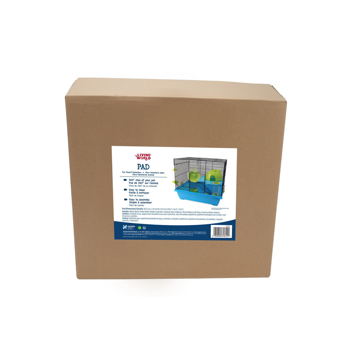 Cage Living World pour hamsters nains, Pad, L. 42,5 x l. 31 x H. 37 cm (16,7 x 12,2 x 14,5 po) - La niche&amp;moi